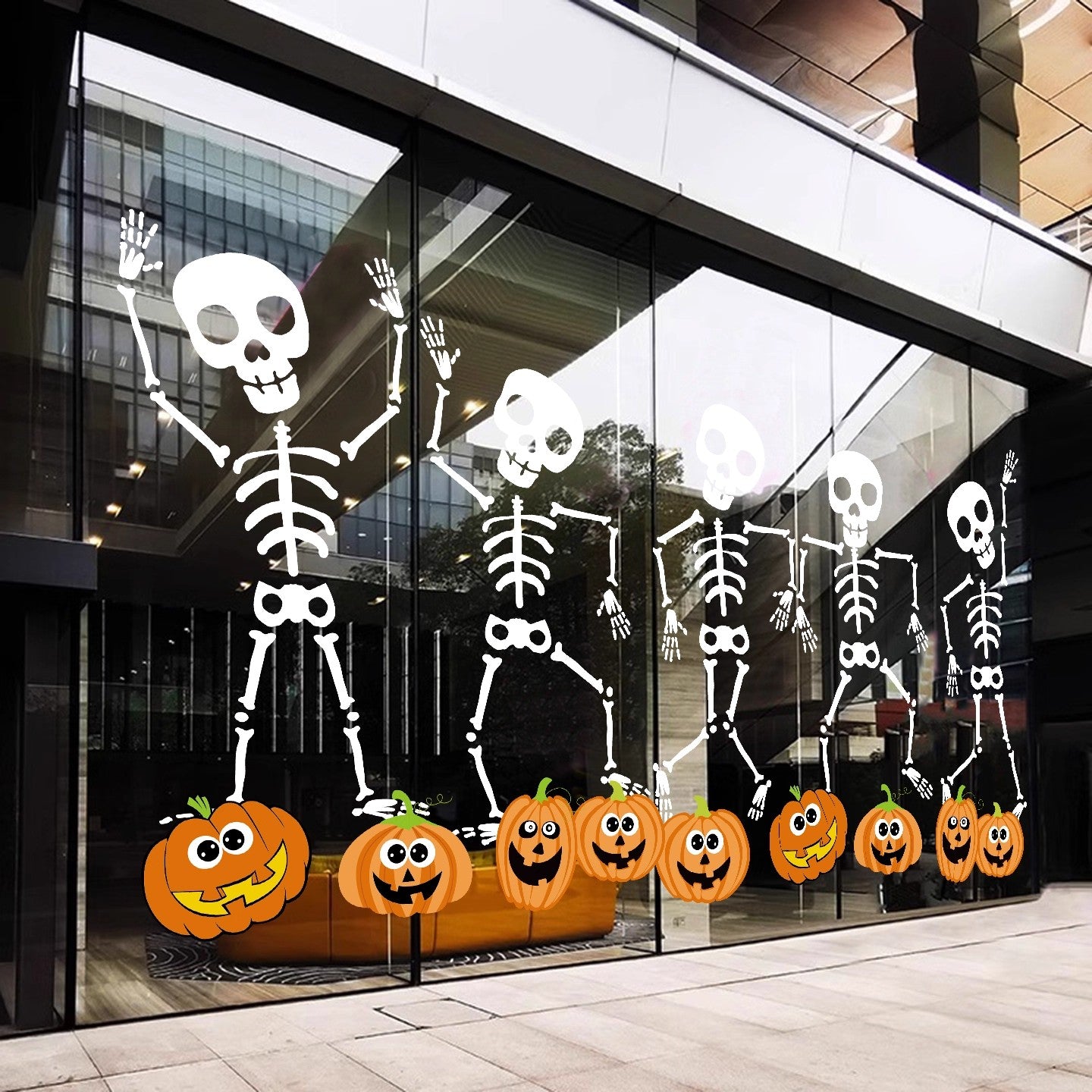 Spooky Skeleton Band Static Cling Window Decals