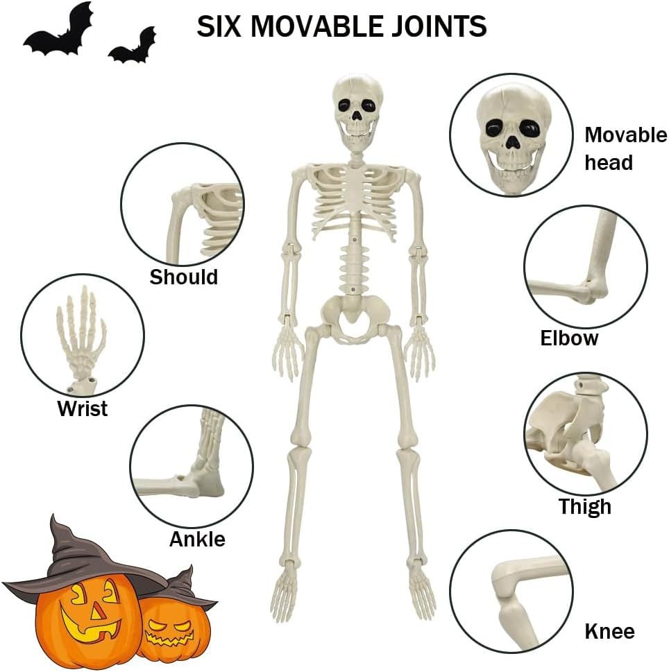 Human Skeleton Scary Bones Poseable Hanging Halloween Prop Party Decorations