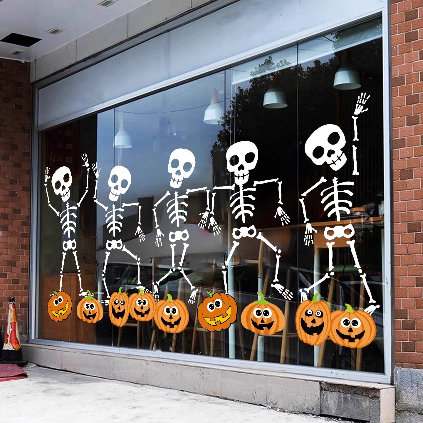 Spooky Skeleton Band Static Cling Window Decals