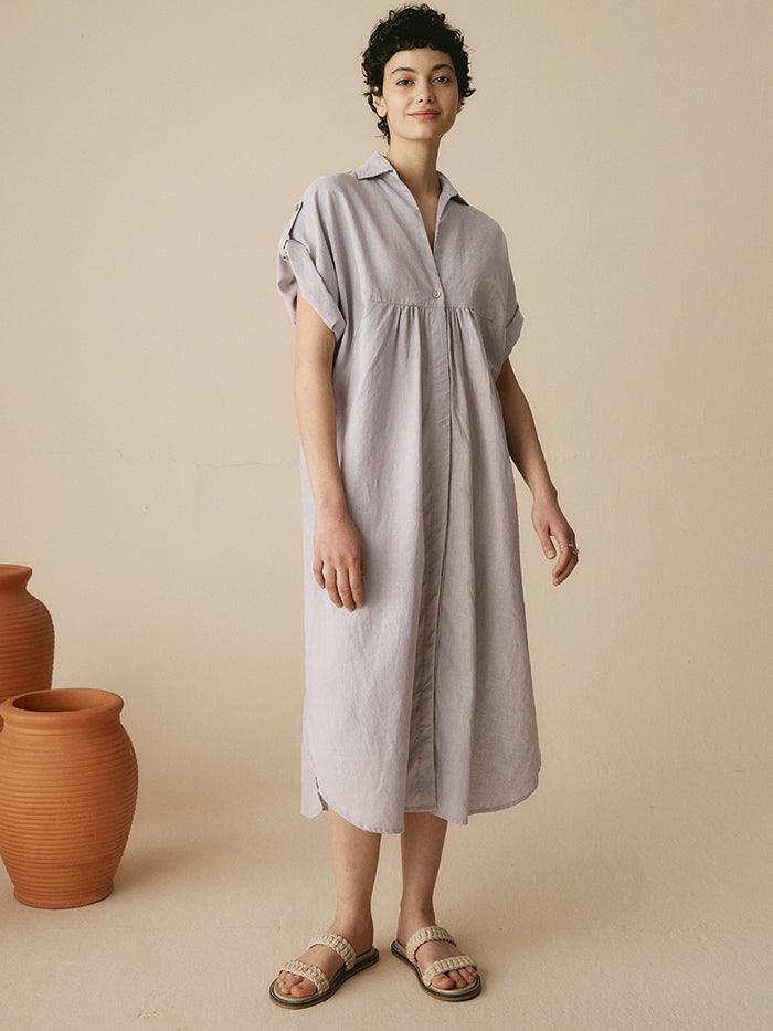 Linen Short Sleeve Loose Temperament Shirt Dress