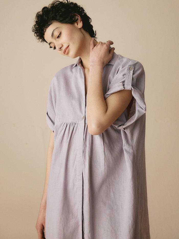 Linen Short Sleeve Loose Temperament Shirt Dress
