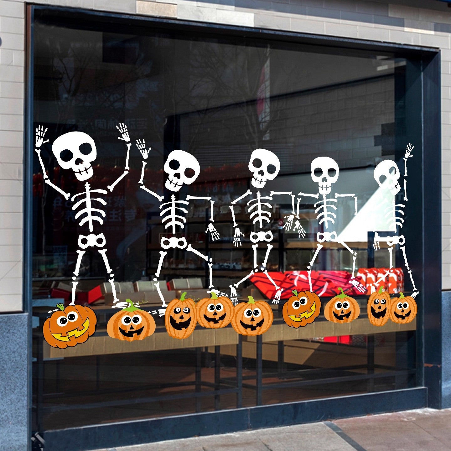 Spooky Skeleton Band Static Cling Window Decals
