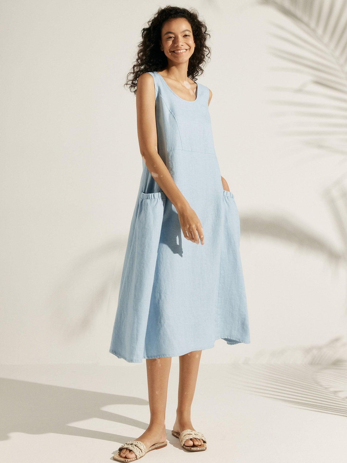 100% Linen Swing Beach Tank Dress