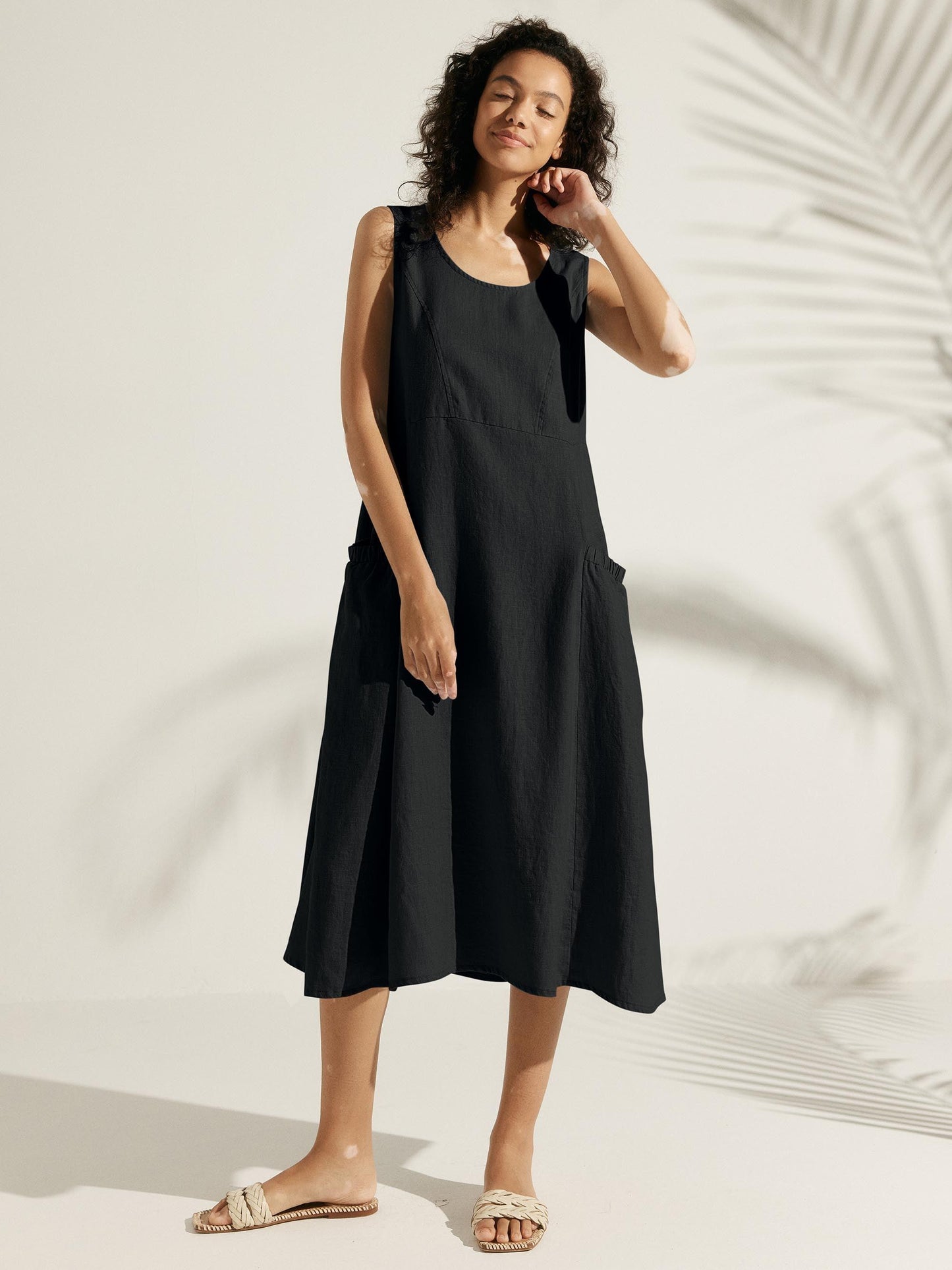 100% Linen Swing Beach Tank Dress