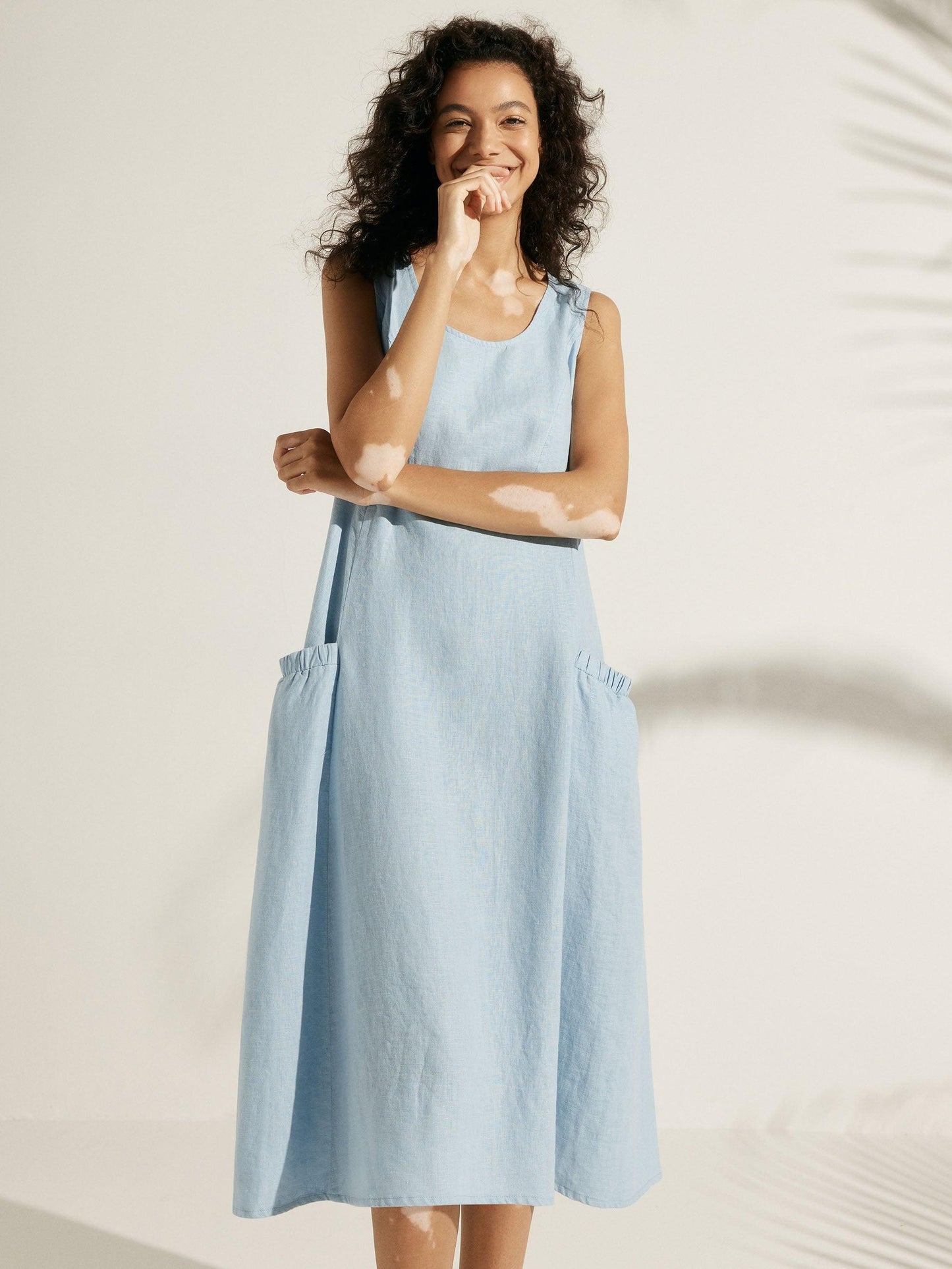 100% Linen Swing Beach Tank Dress