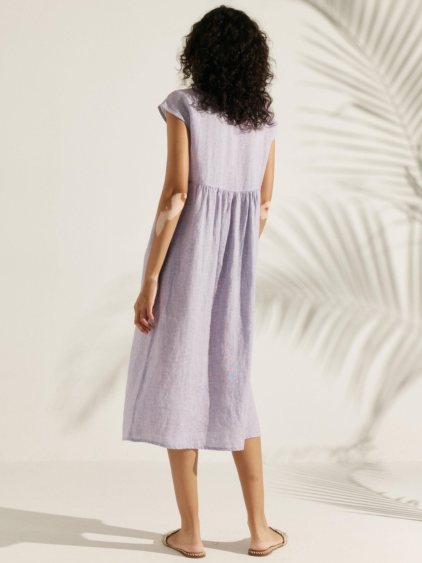 100% Linen Cap Sleeve Washed Maxi Dress JOAN