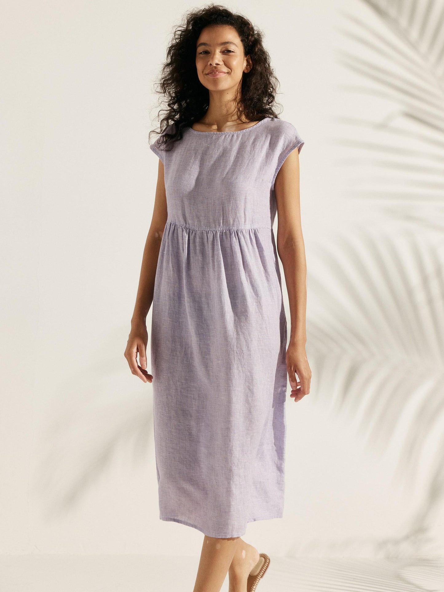 100% Linen Cap Sleeve Washed Maxi Dress JOAN
