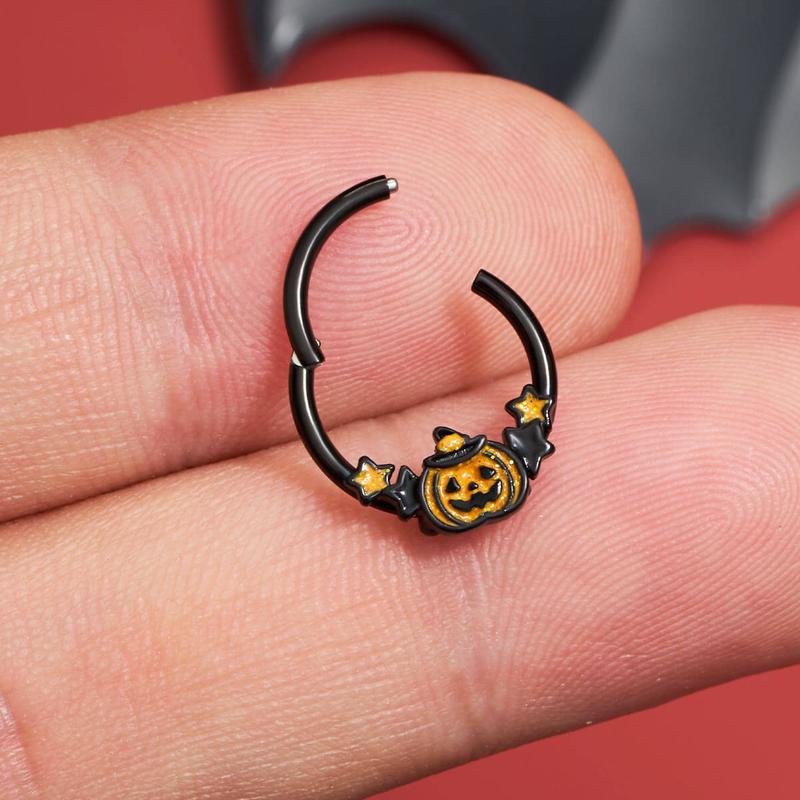 🎃Halloween Decorations🎃 - 16G Wacky Halloween Pumpkin Septum Ring