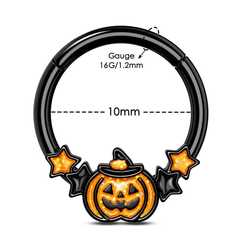 🎃Halloween Decorations🎃 - 16G Wacky Halloween Pumpkin Septum Ring