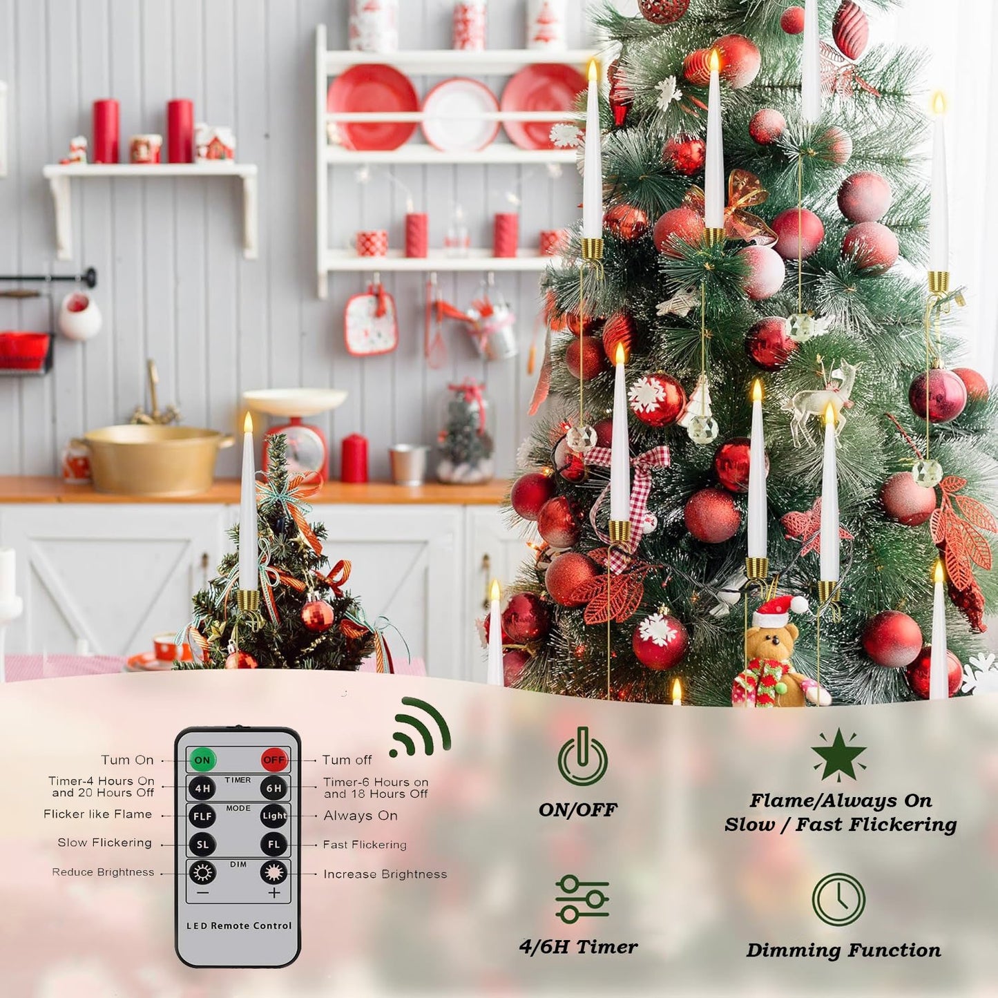 🎄 Crystal Ball/Snowflake Christmas Tree Led Candles💎✨✨