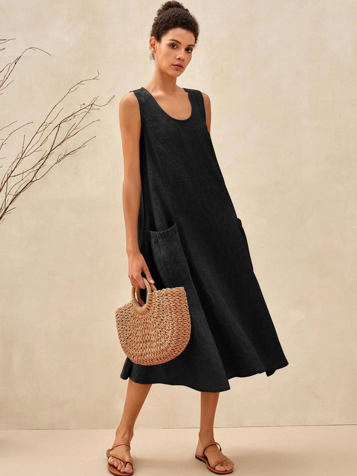 100% Linen Swing Beach Tank Dress