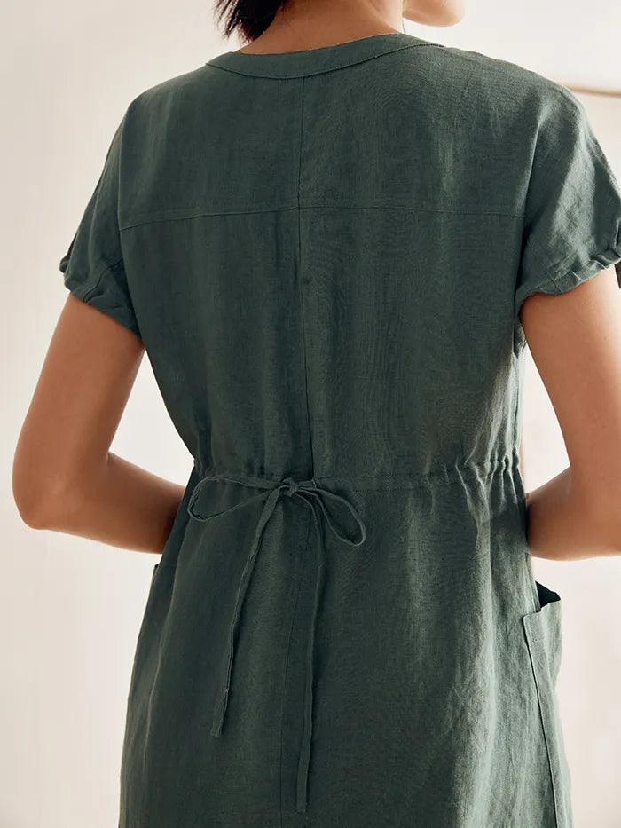 100% Linen Buttoned Dress ESTELLE