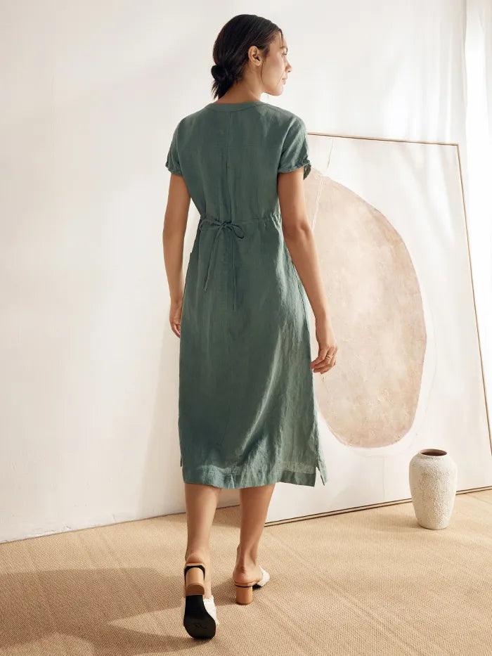 100% Linen Buttoned Dress ESTELLE