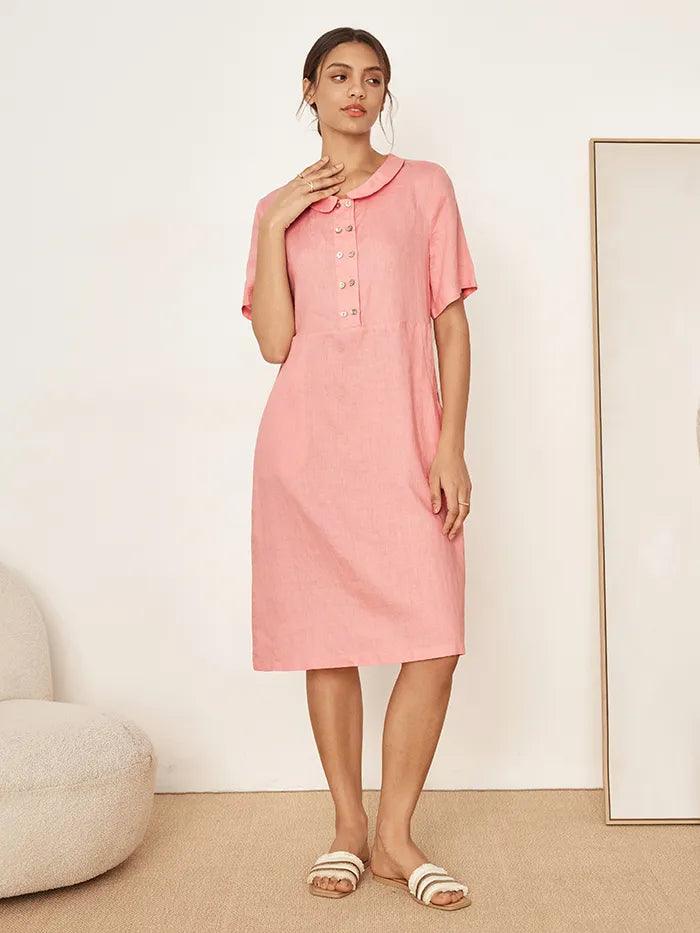 100% Linen Peter Pan Collar Dress KIKI