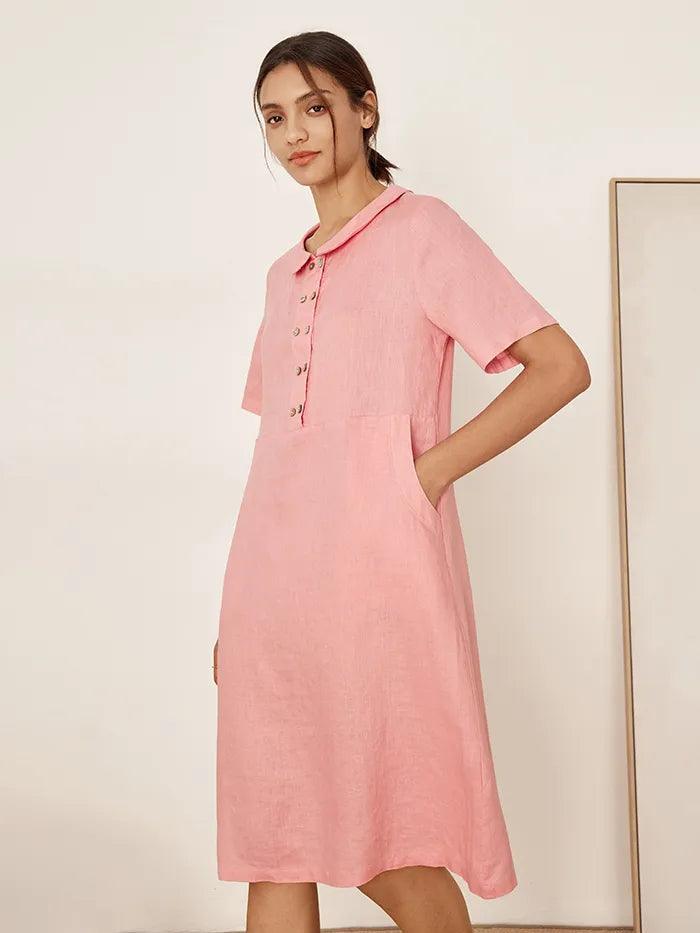 100% Linen Peter Pan Collar Dress KIKI