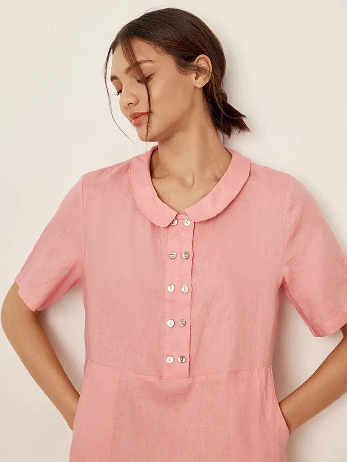 100% Linen Peter Pan Collar Dress KIKI