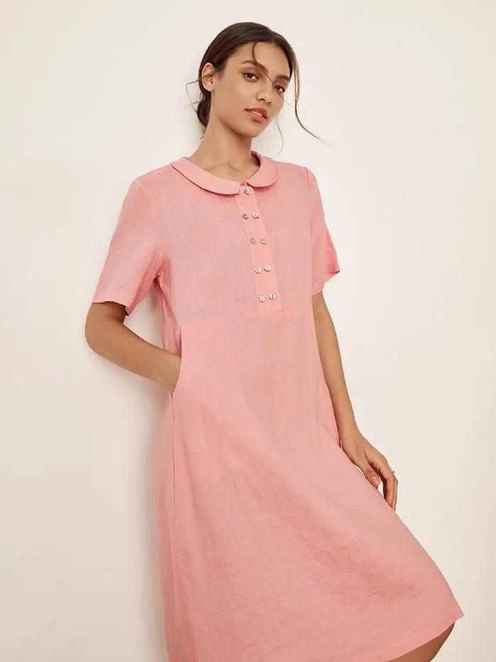 100% Linen Peter Pan Collar Dress KIKI