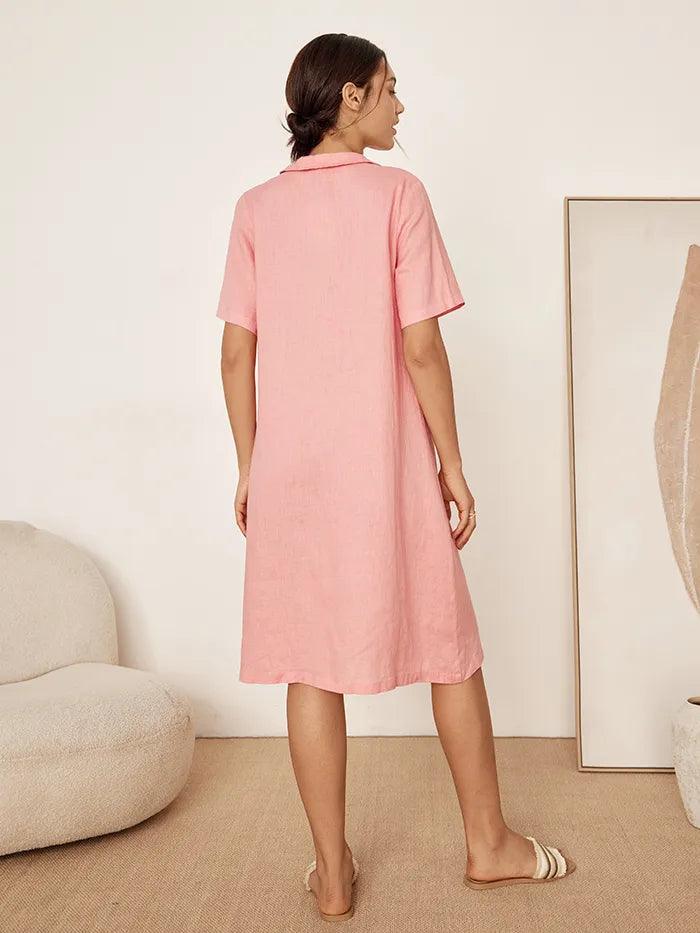 100% Linen Peter Pan Collar Dress KIKI
