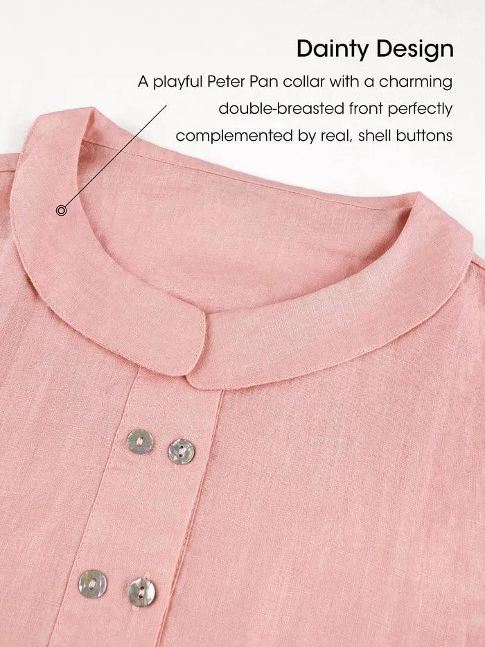 100% Linen Peter Pan Collar Dress KIKI