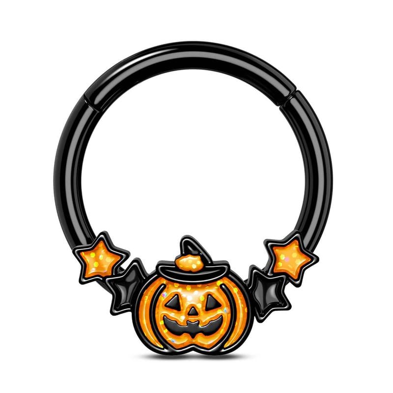 🎃Halloween Decorations🎃 - 16G Wacky Halloween Pumpkin Septum Ring