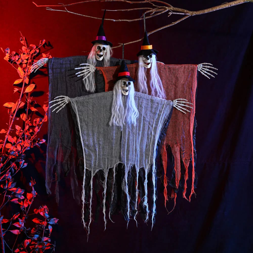 🎃💀Halloween Decoration Props Hooded Skeleton Hanging Ghosts