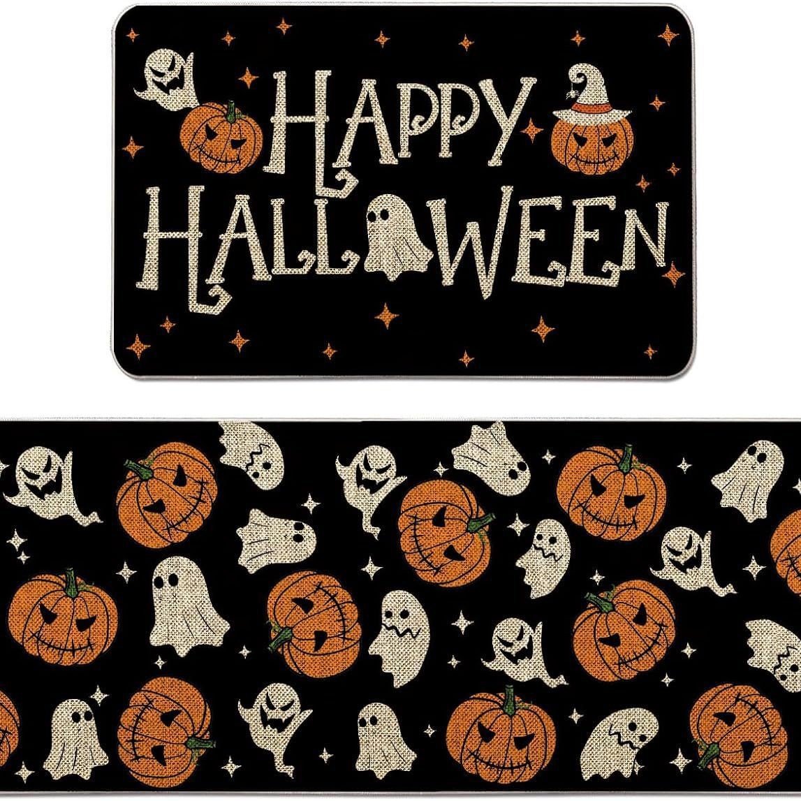 🎃 Washable Non-Slip Halloween Kitchen Rug Sets of 2