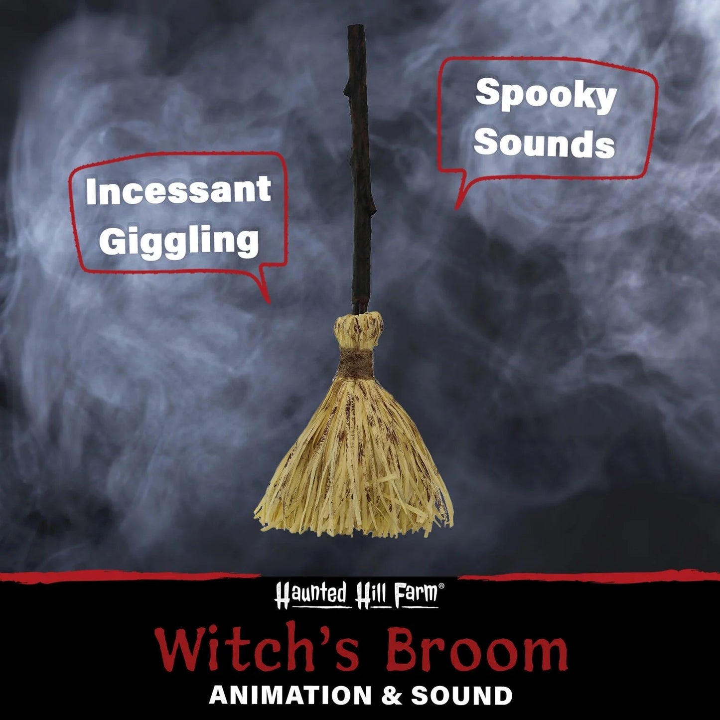 🧙♀️Halloween Witch Flying Broom With Spooky Laughing For Halloween Party Decoration Gift🧹