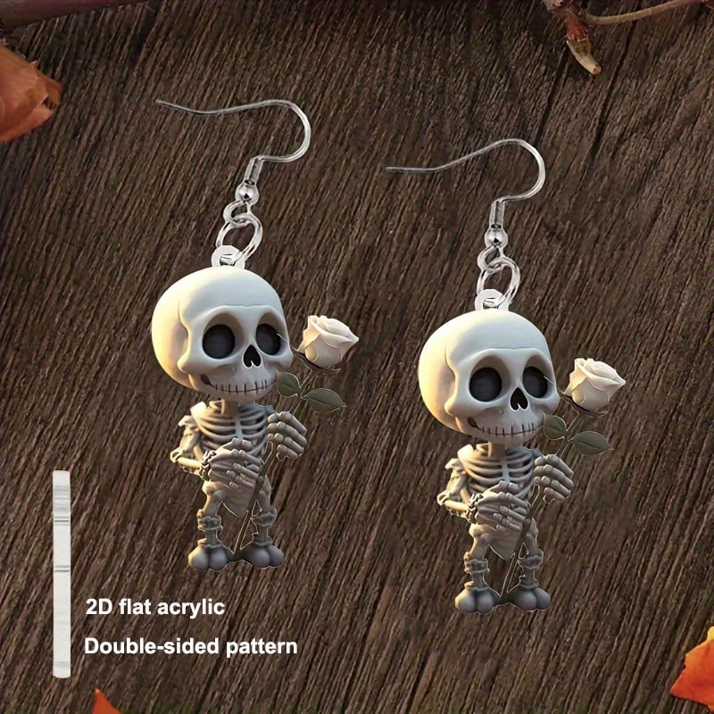 🖤 Skeleton & Black Cat Halloween Earrings