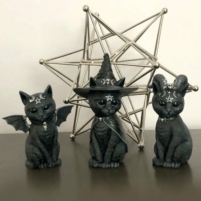 🎃Halloween magic black cat sculpture