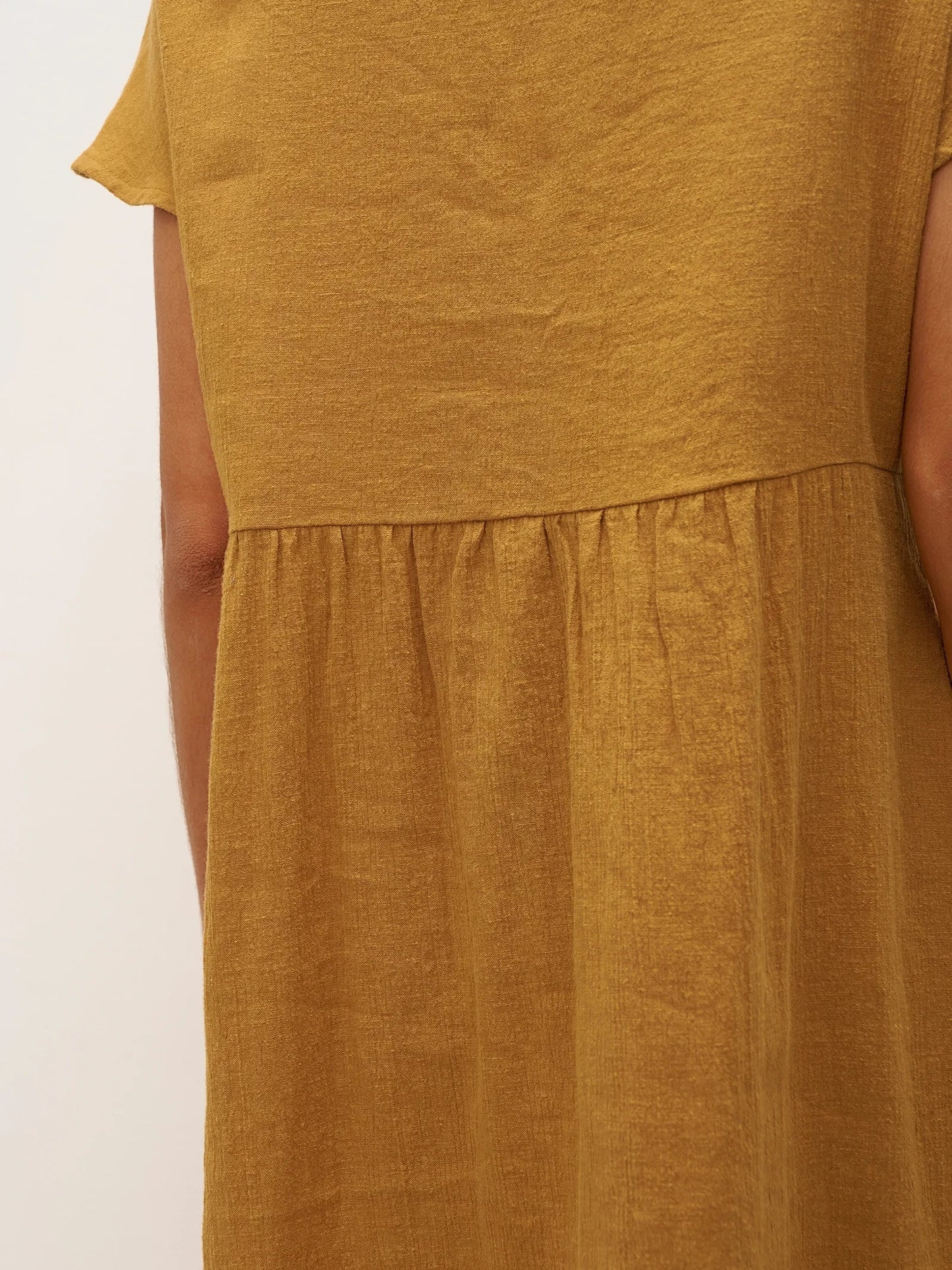 Linen Cap-Sleeve Textured Washed Midi Dress ALICE