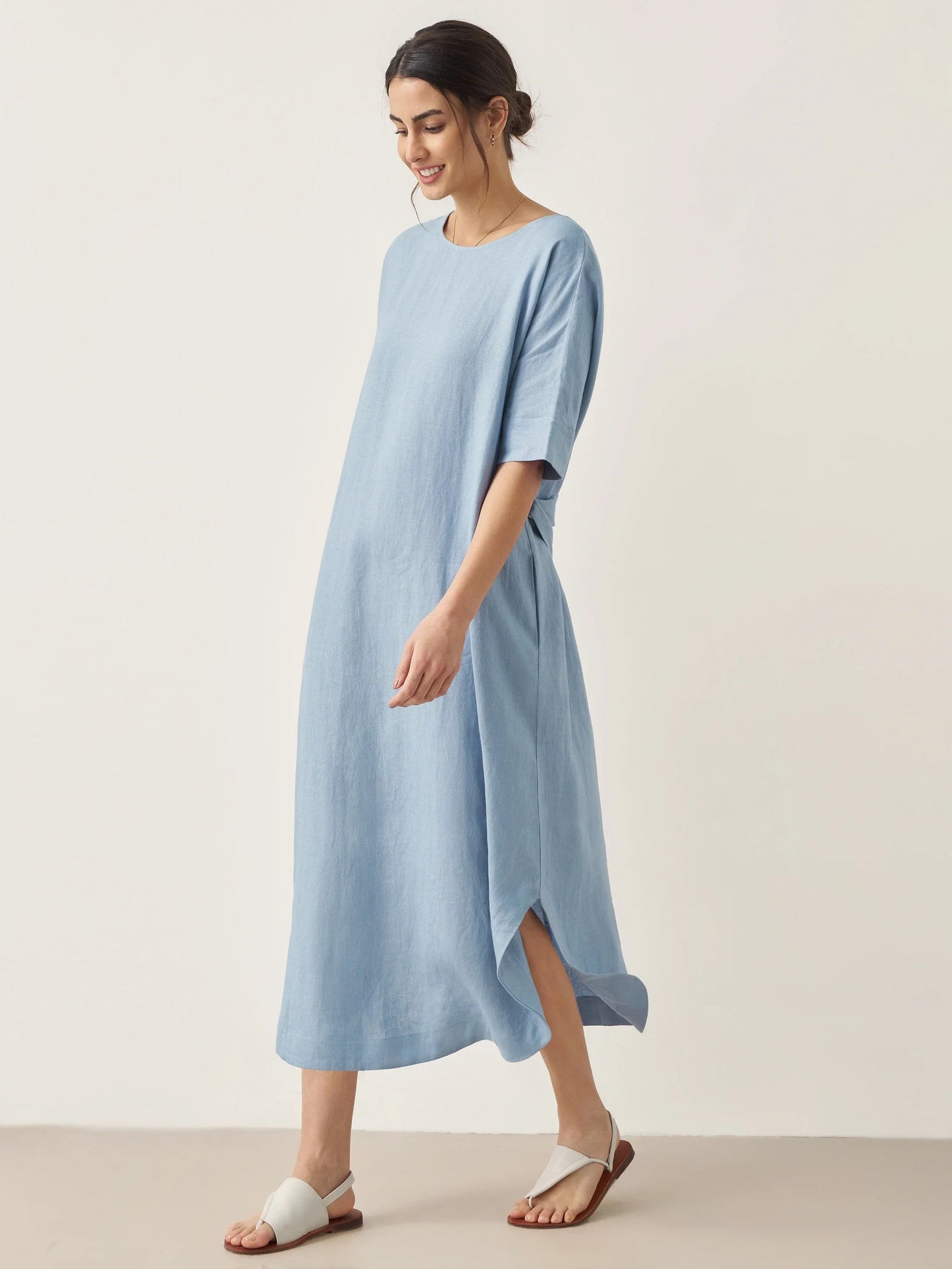 100% Linen Loose Fit Kimono Maxi Dress MADDIE