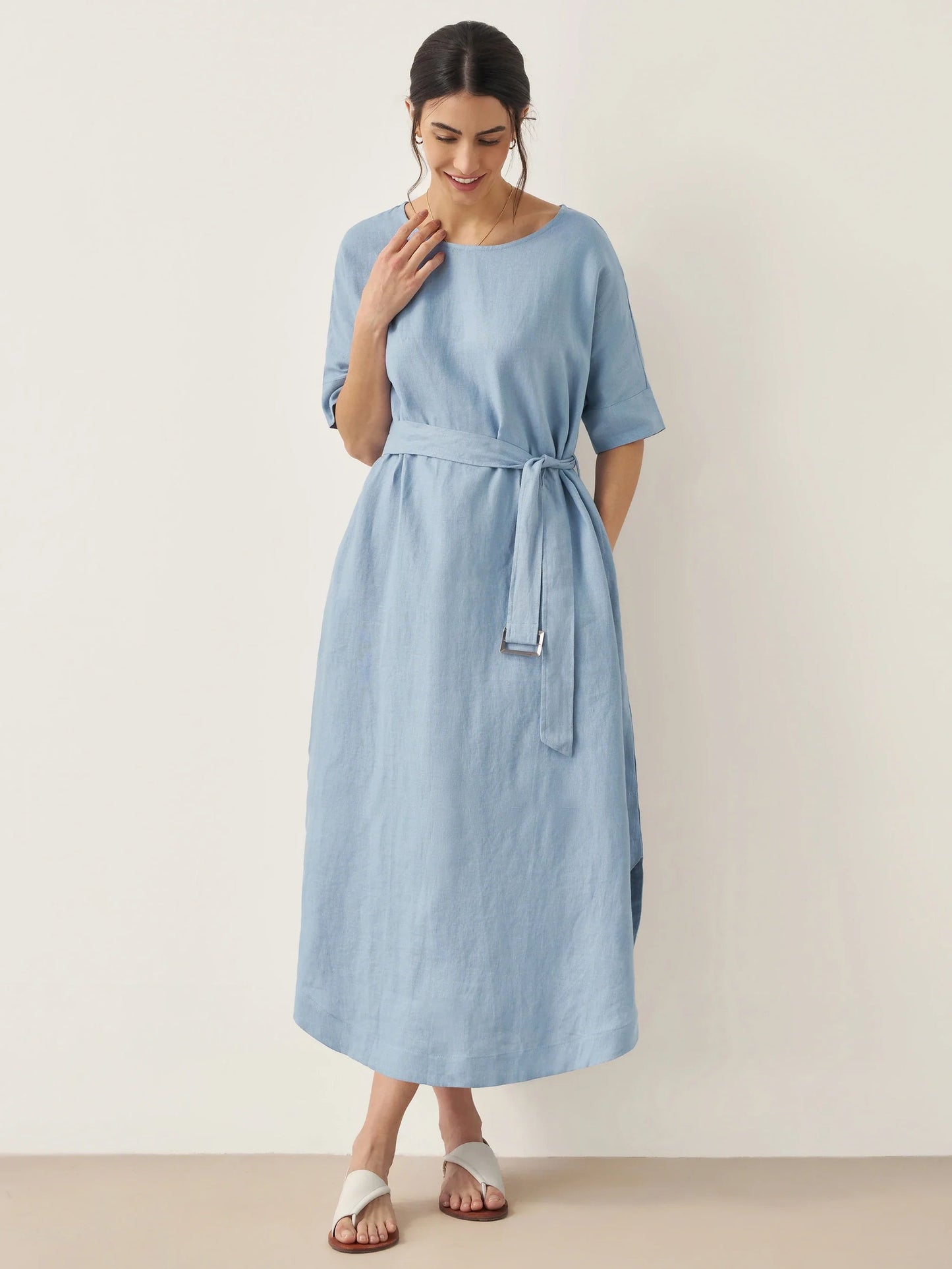 100% Linen Loose Fit Kimono Maxi Dress MADDIE