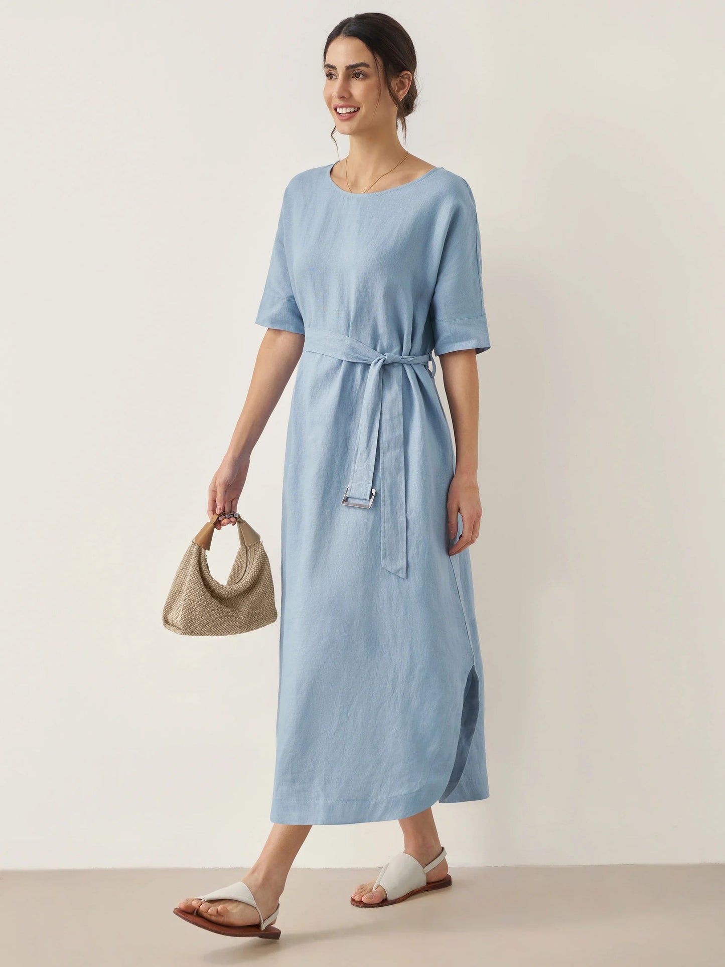 100% Linen Loose Fit Kimono Maxi Dress MADDIE
