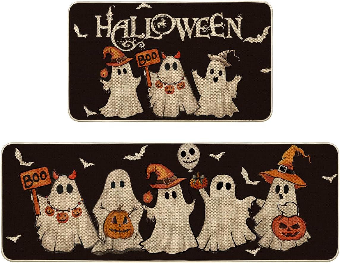 🎃 Washable Non-Slip Halloween Kitchen Rug Sets of 2