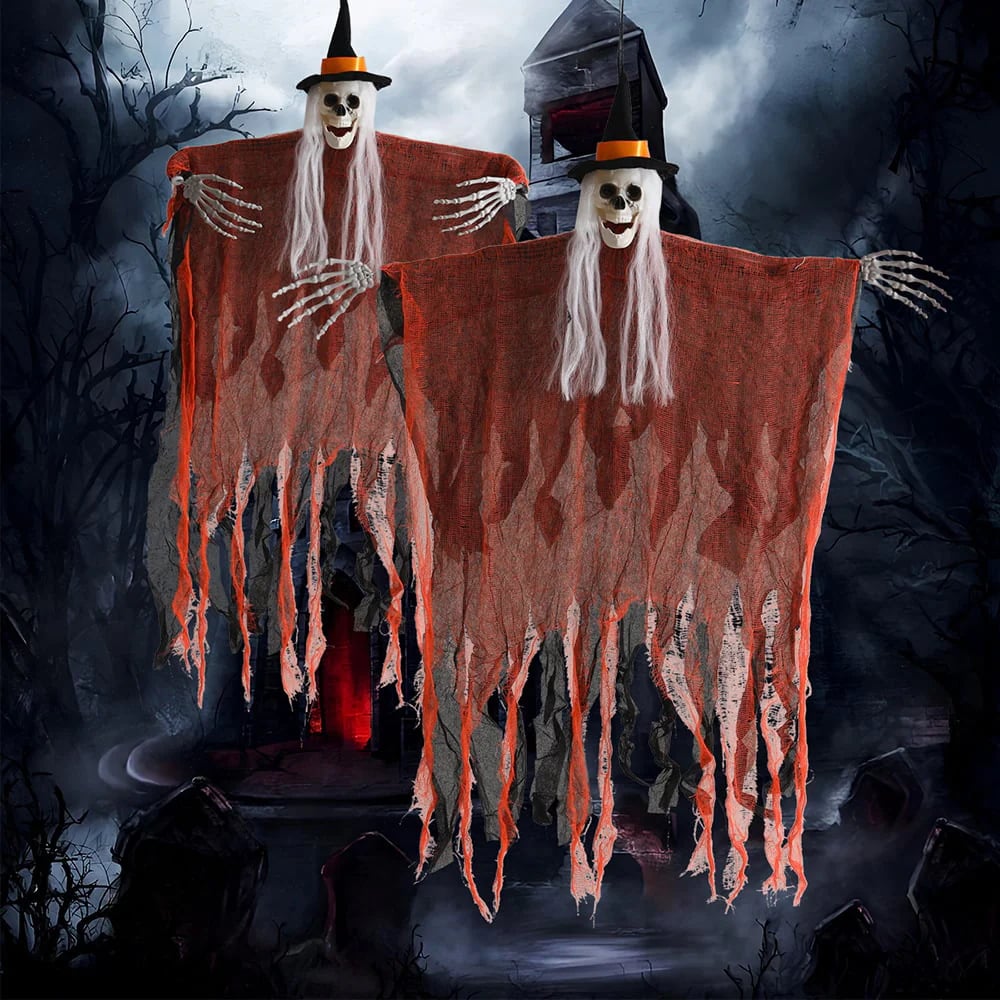 🎃💀Halloween Decoration Props Hooded Skeleton Hanging Ghosts