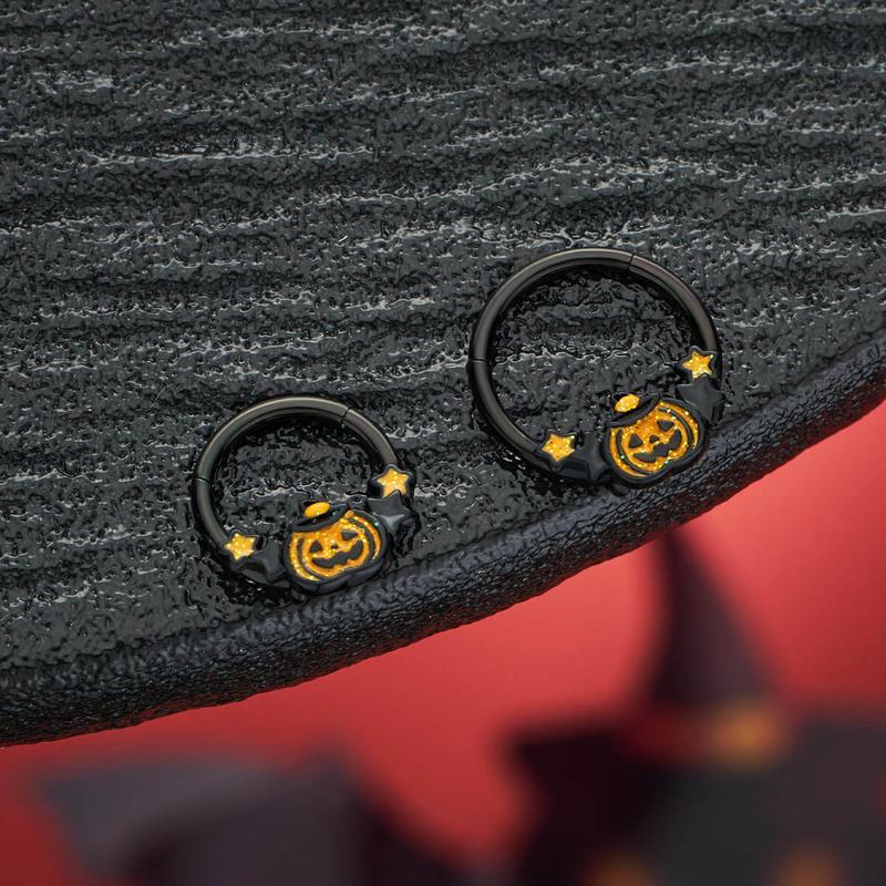 🎃Halloween Decorations🎃 - 16G Wacky Halloween Pumpkin Septum Ring