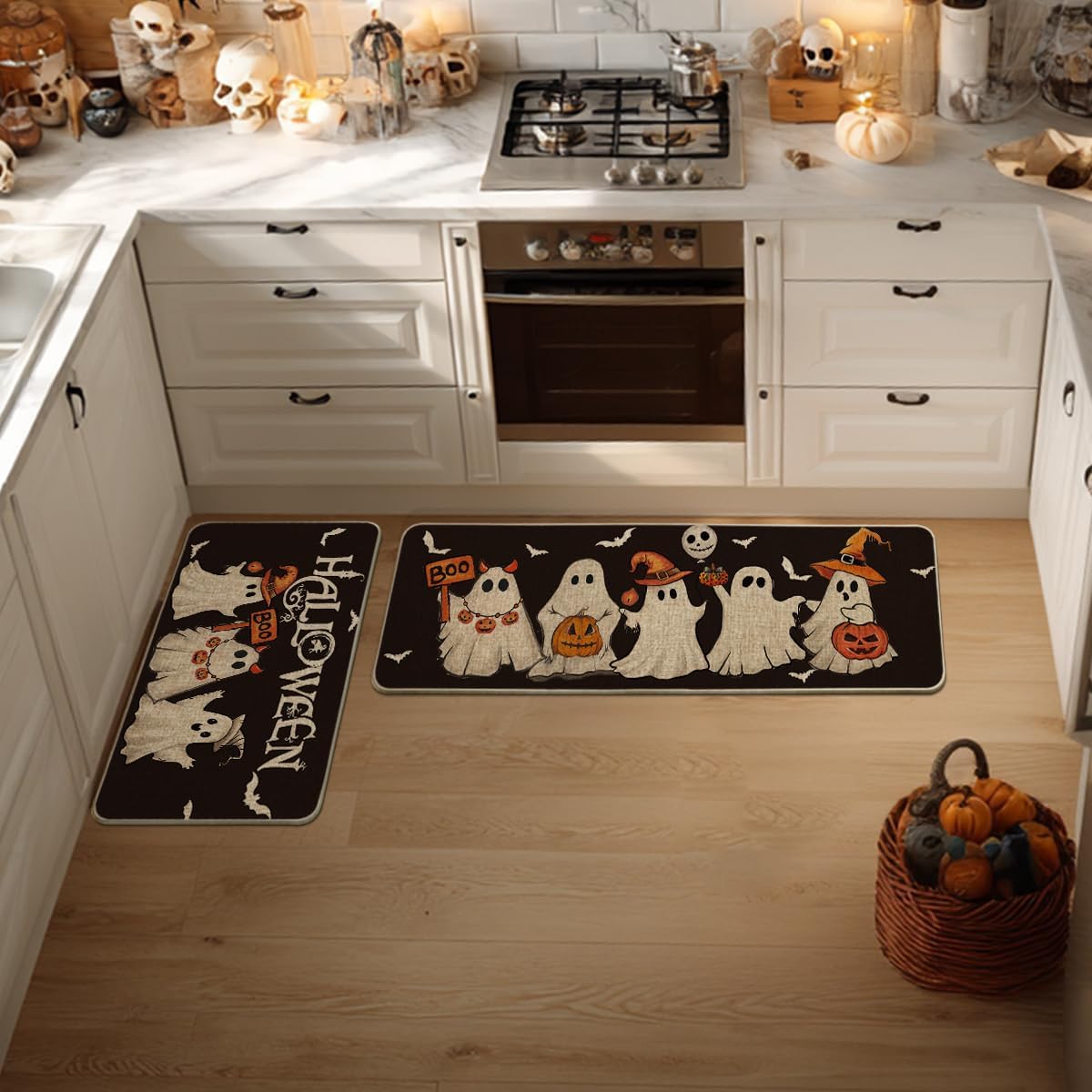 🎃 Washable Non-Slip Halloween Kitchen Rug Sets of 2