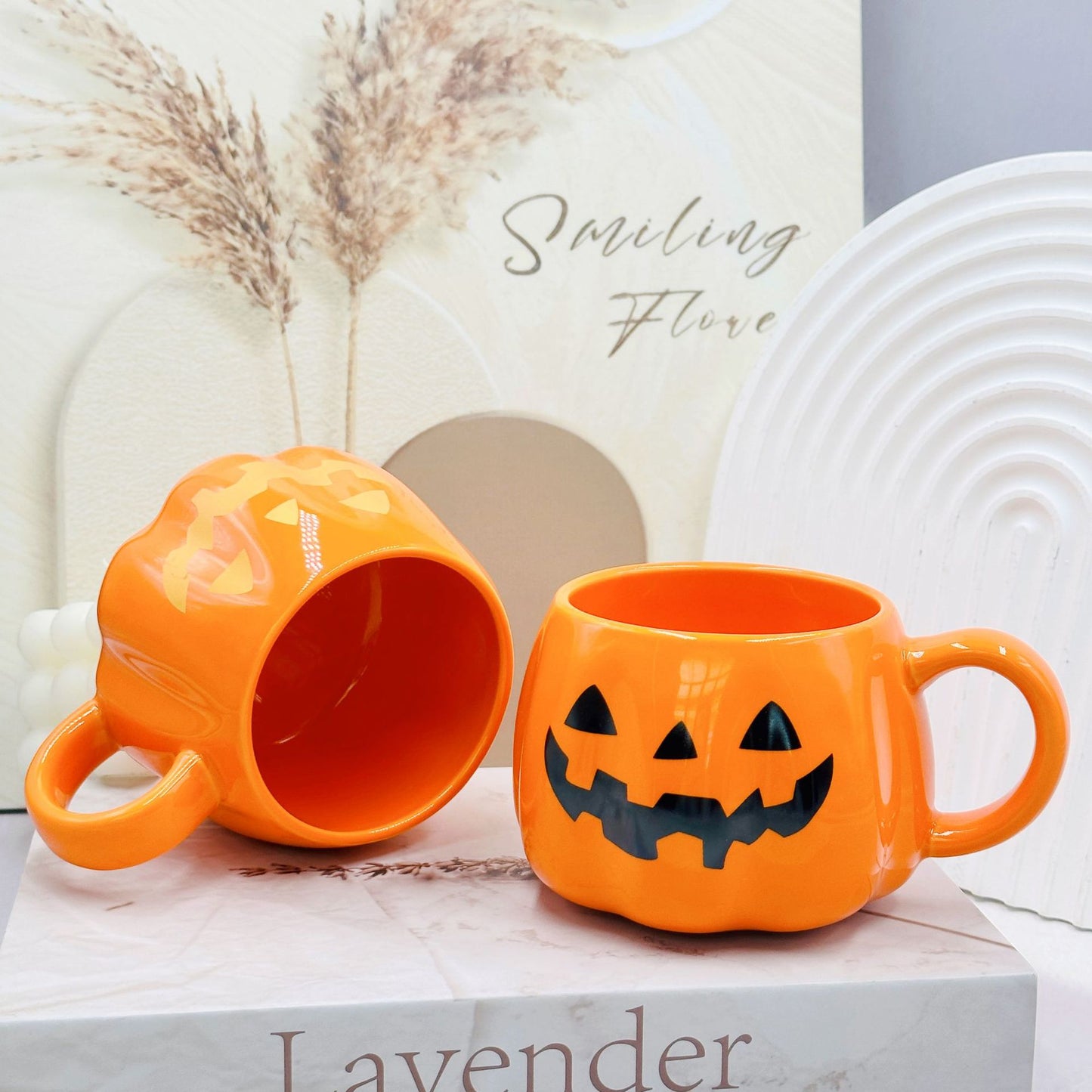 👻Halloween Mugs Set - Black Pumpkin & White Ghost Ceramic Coffee Cups 🎃