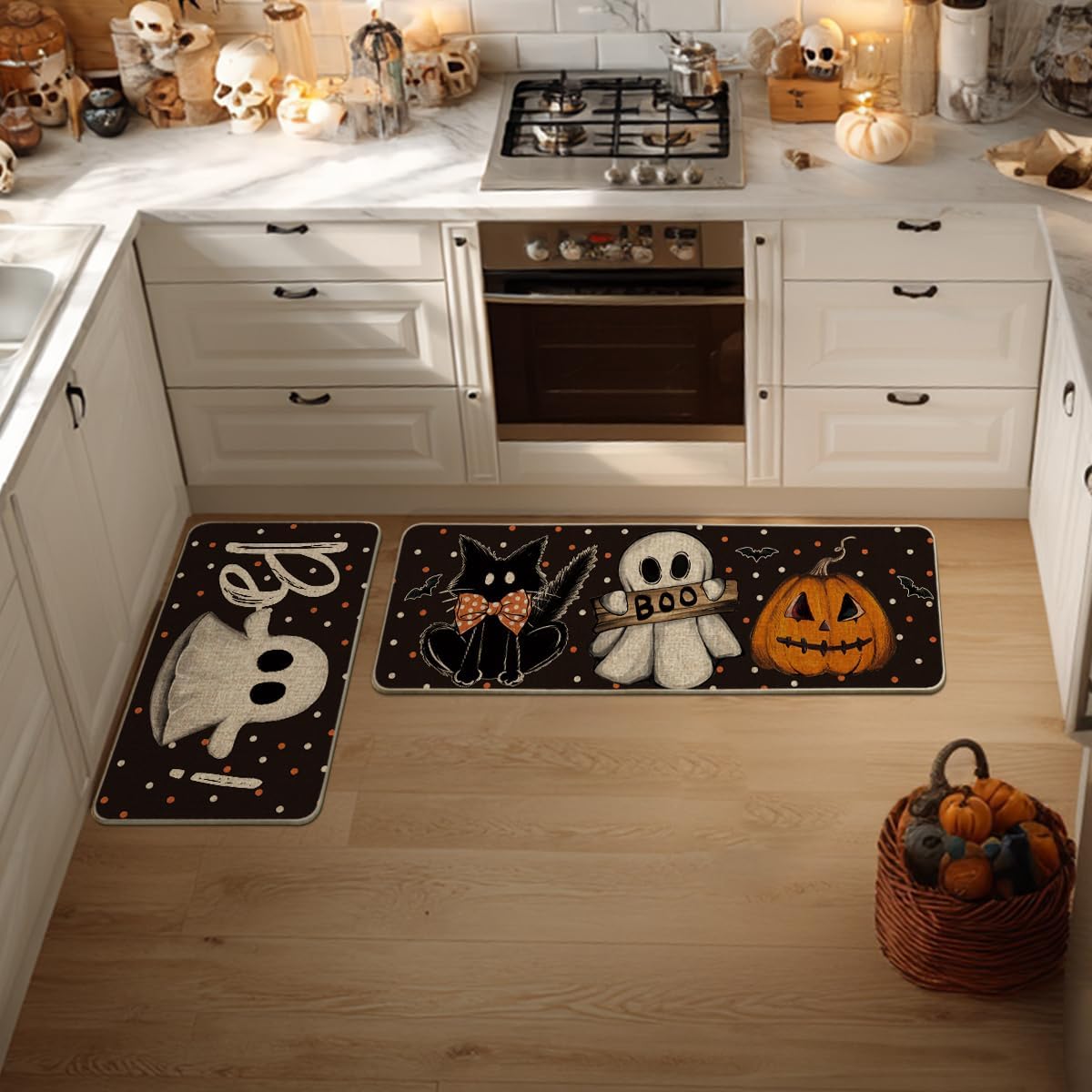 🎃 Washable Non-Slip Halloween Kitchen Rug Sets of 2