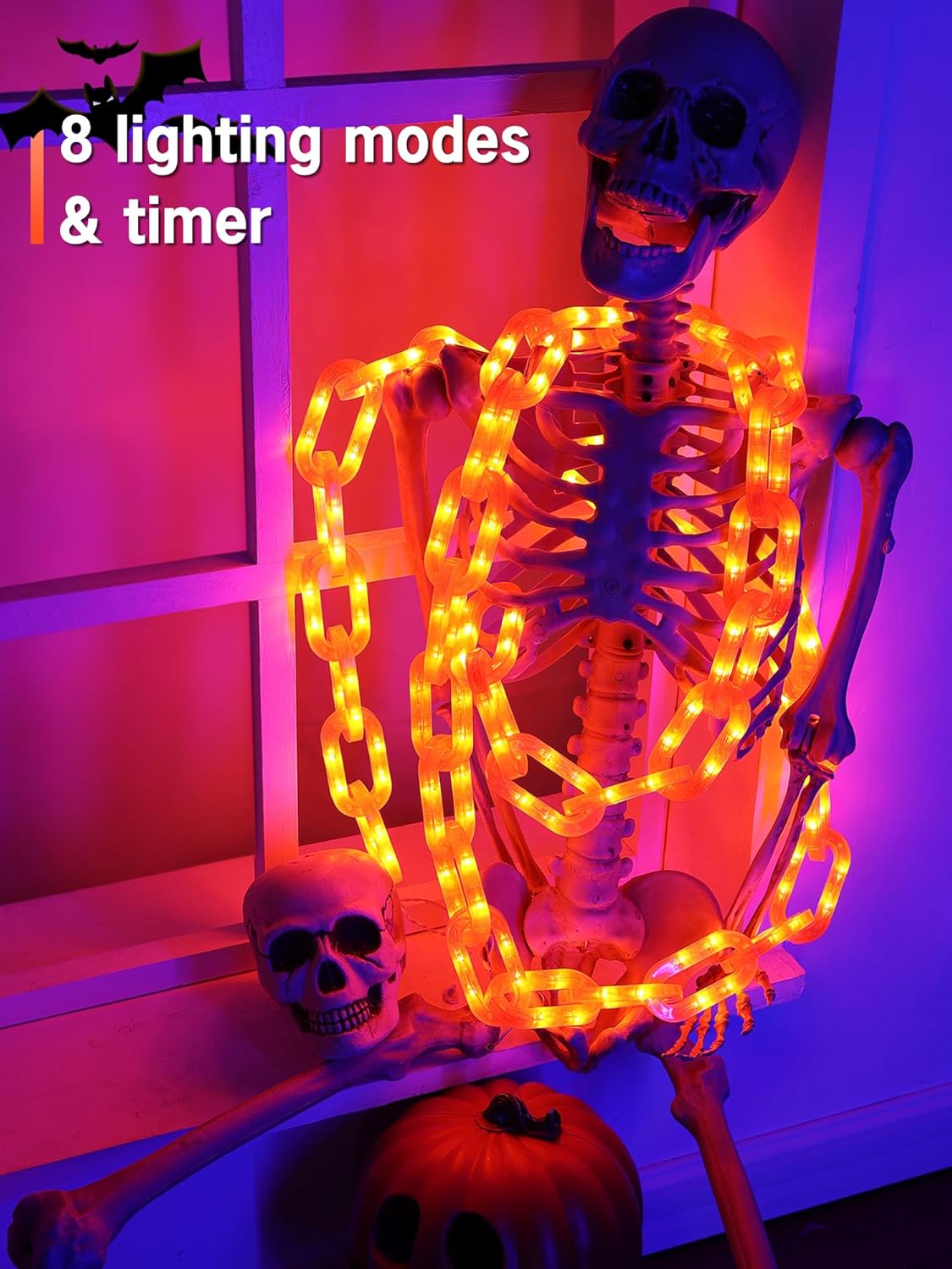 🎃Halloween Decorations Battery String Lights - 6.5 Ft 100 LED Plastic Chain String Lights with Waterproof