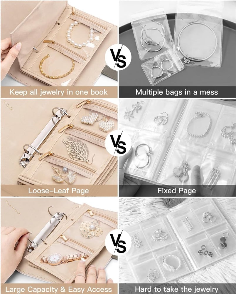 🔥🎄Luxury Leather Portable Jewelry Storage Book