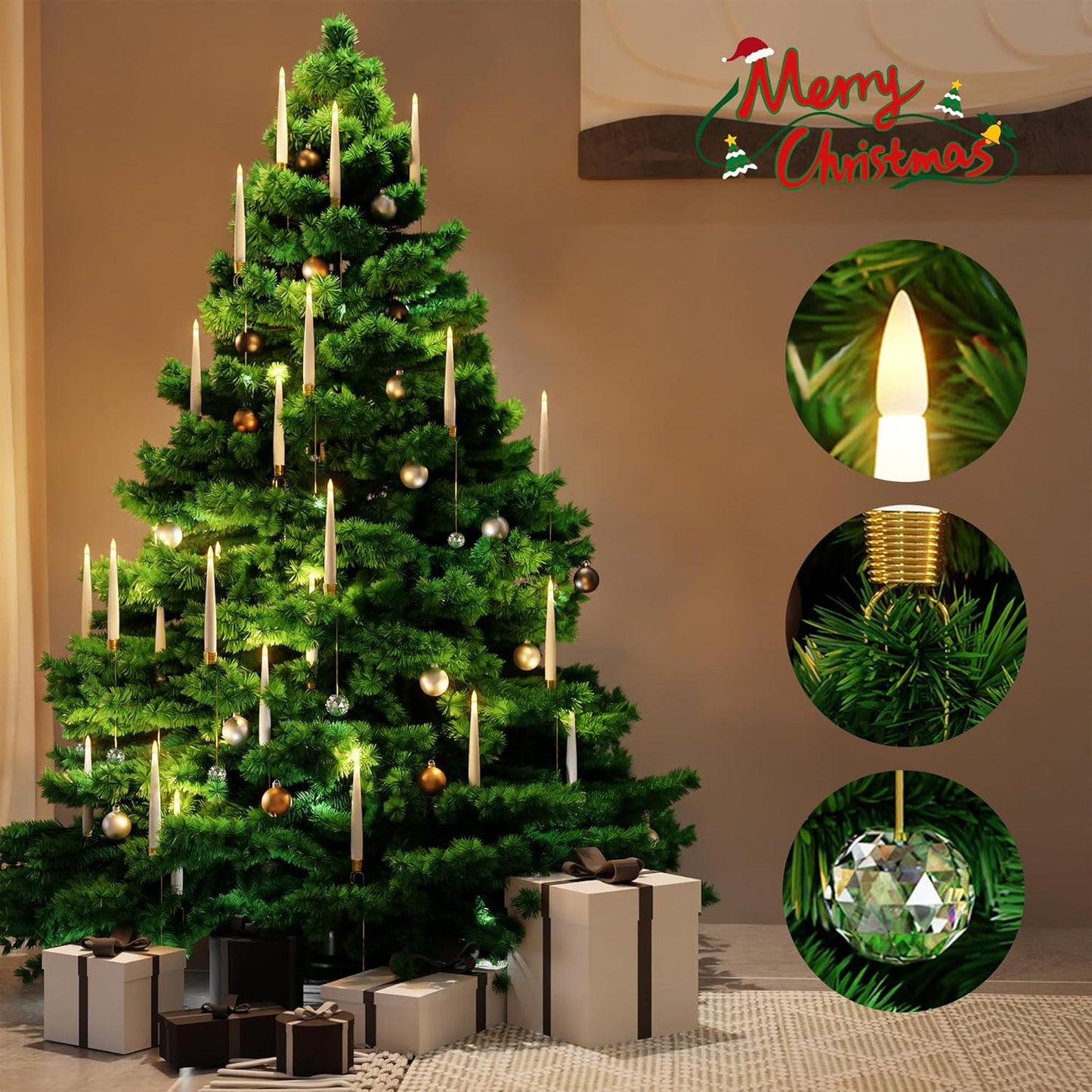 🎄 Crystal Ball/Snowflake Christmas Tree Led Candles💎✨✨