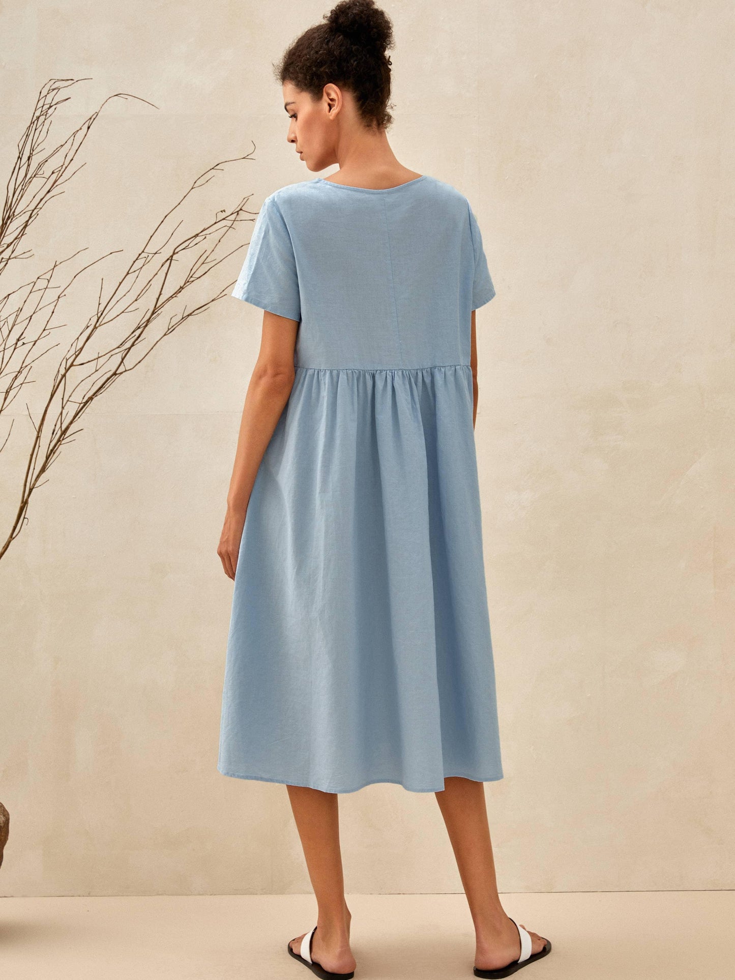 Linen Patch Pocket Loose Hem Resort Dress FRANKIE