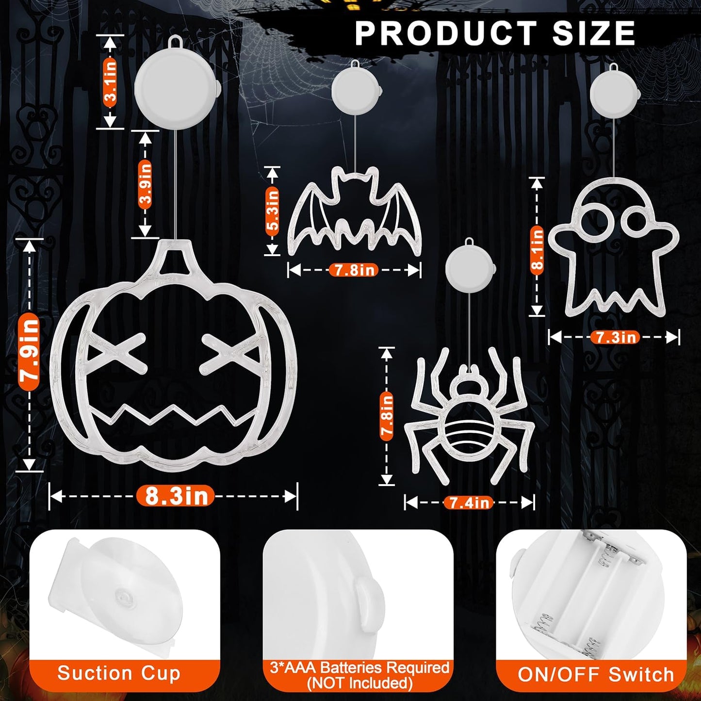 👻Halloween Hot Sale-Halloween Decorations Window Lights with Suction Cup🎃
