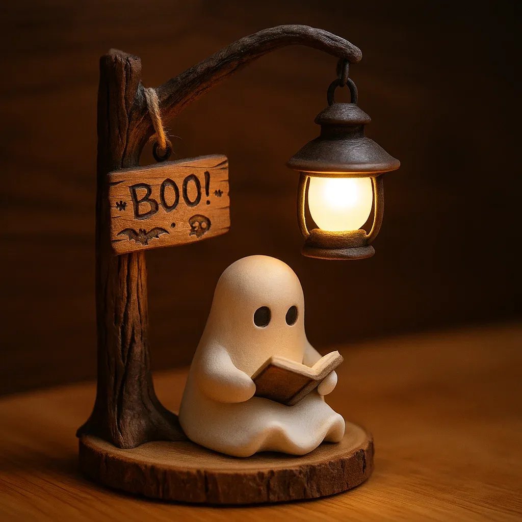 👻📖Cute Ghost Reading Lantern - BOO!(✨Same as in the video)