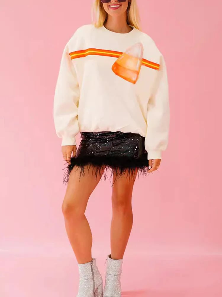 🎃Halloween Sequin Pullover Long Sleeve Sweatshirts Tops