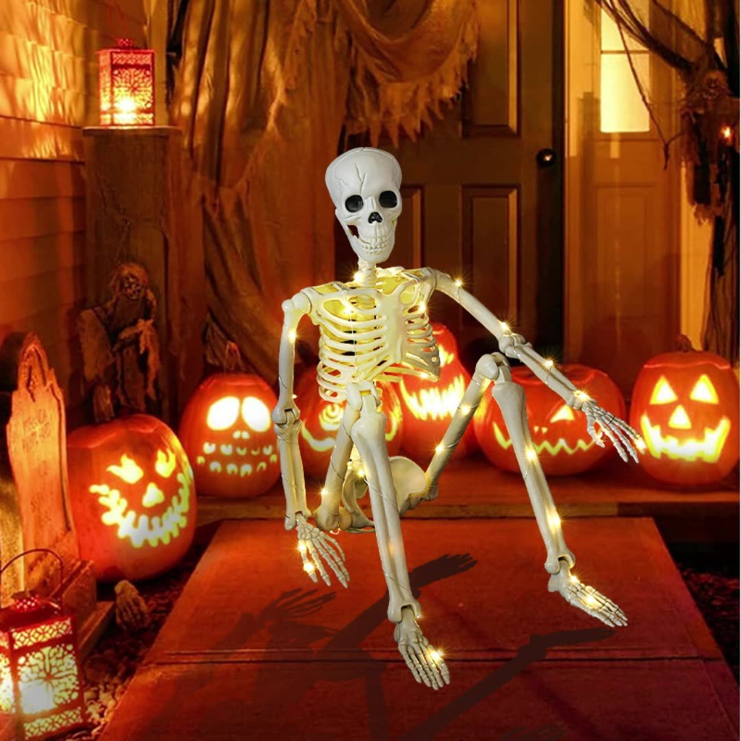 Human Skeleton Scary Bones Poseable Hanging Halloween Prop Party Decorations