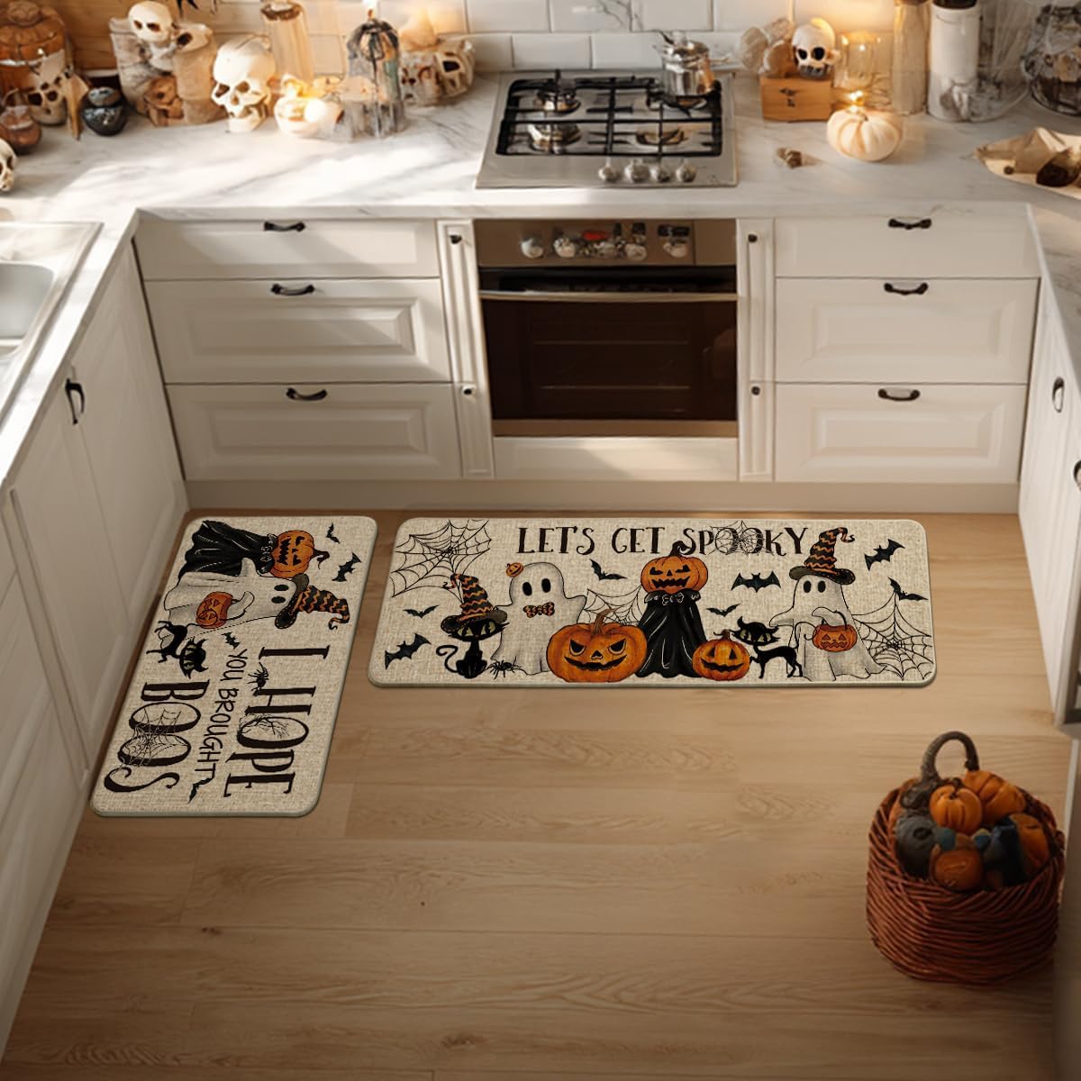 🎃 Washable Non-Slip Halloween Kitchen Rug Sets of 2
