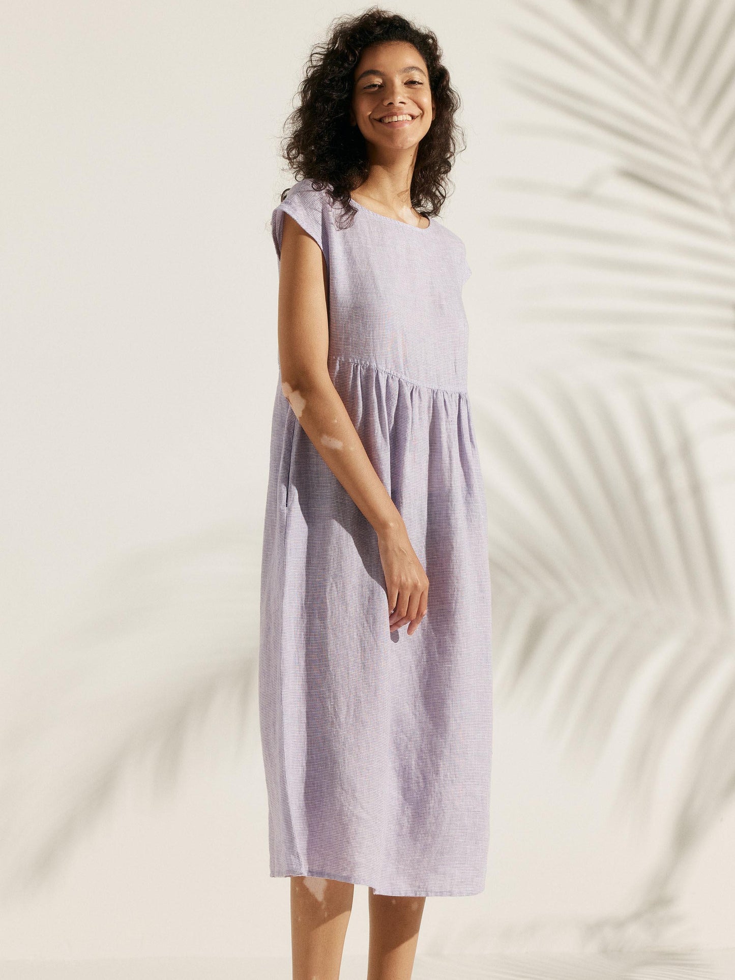 100% Linen Cap Sleeve Washed Maxi Dress JOAN