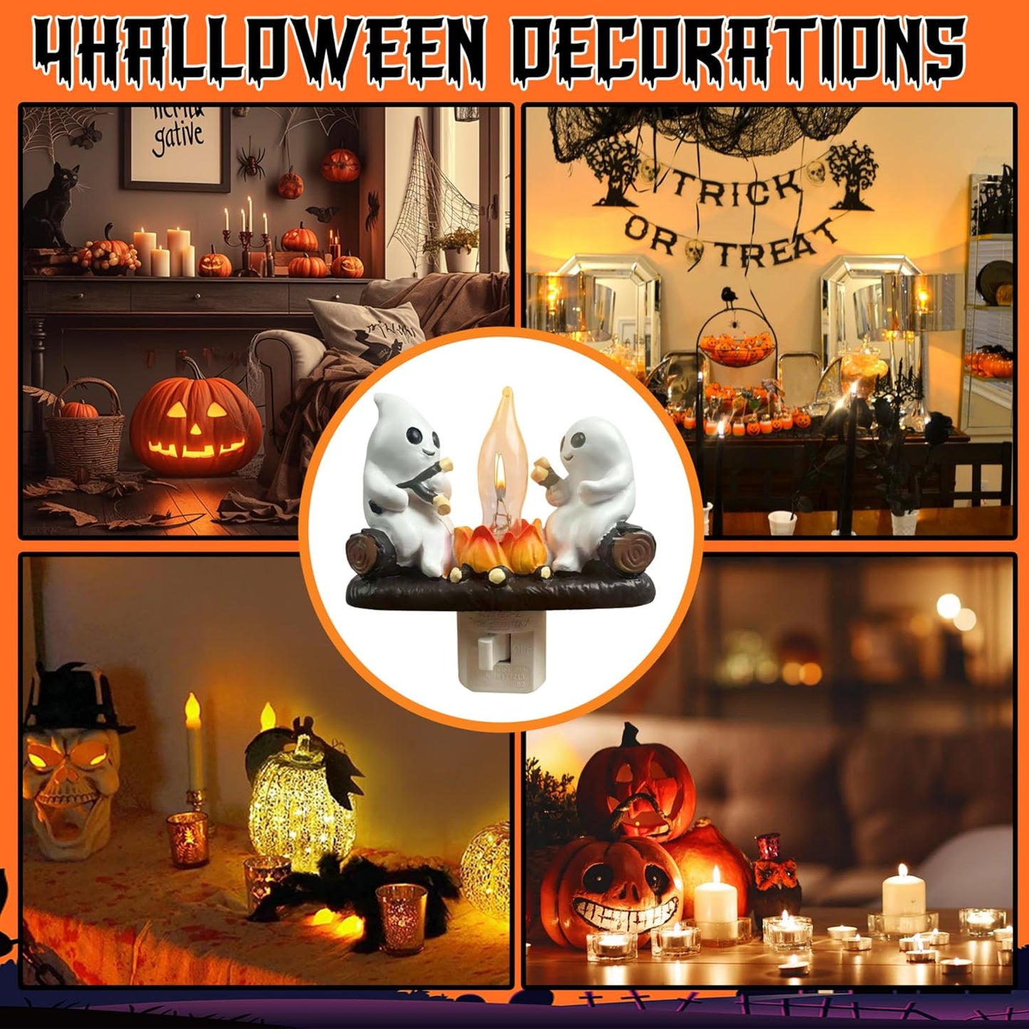 Ghost Campfire Flickering Nightlight Halloween Gifts